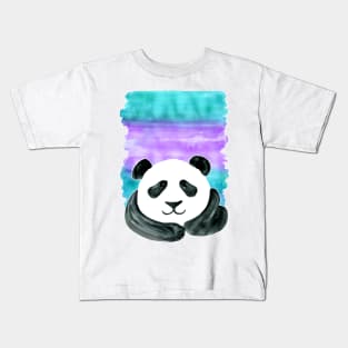 Lazy Panda on Mint & Violet Kids T-Shirt